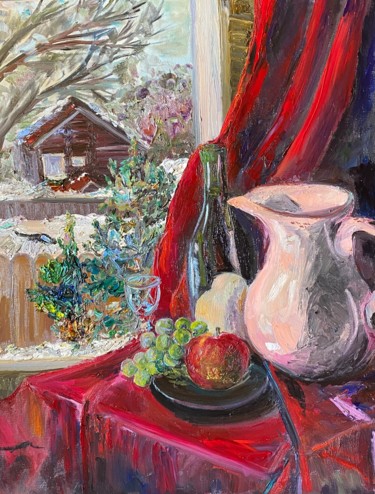 Картина под названием "Утром в марте" - Antonietka, Подлинное произведение искусства, Масло