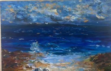 Картина под названием "Разлив волны" - Antonietka, Подлинное произведение искусства, Масло