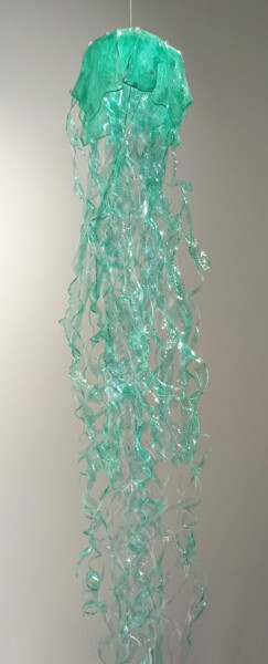 Sculpture intitulée "GREEN JELLYFISH" par Antonieta Martinho, Œuvre d'art originale, Coulage