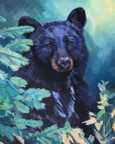Картина под названием "The Black Bear" - Antonina Banderova, Подлинное произведение искусства, Акрил