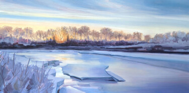 Pittura intitolato "Sunset On Fish Creek" da Antonina Banderova, Opera d'arte originale, Acrilico
