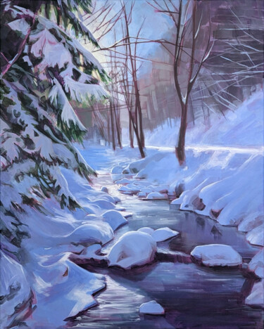 Painting titled "Walk Along the Creek" by Antonina Banderova, Original Artwork, Acrylic