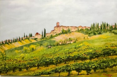 Painting titled "Vineyard Italy Orig…" by Antonina Dunaeva, Original Artwork, Oil