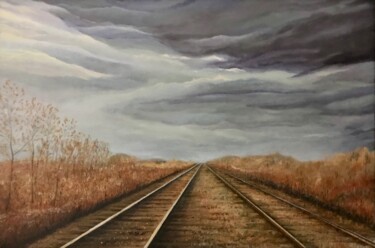 Malerei mit dem Titel "The Rail Road Ontar…" von Antonina Dunaeva, Original-Kunstwerk, Acryl