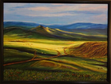 Painting titled "Mongolia Path of Ge…" by Antonina Dunaeva, Original Artwork, Acrylic Mounted on Wood Stretcher frame