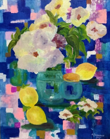 Painting titled "Flowers Abstract Or…" by Antonina Dunaeva, Original Artwork, Acrylic