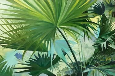 Pintura intitulada "Paradise Landscape…" por Antonina Dunaeva, Obras de arte originais, Óleo