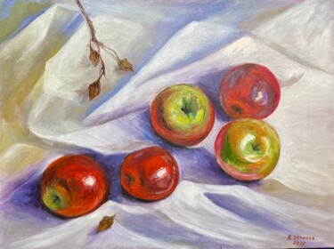 Painting titled "Apples Original Pai…" by Antonina Dunaeva, Original Artwork, Oil