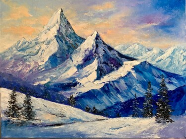 Painting titled "Mountains Picks Ori…" by Antonina Dunaeva, Original Artwork, Oil