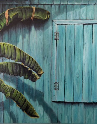 Schilderij getiteld "Banana tree and bea…" door Antonina Leshchenko, Origineel Kunstwerk, Olie