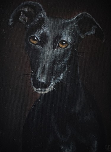 Malarstwo zatytułowany „English Greyhound” autorstwa Antonina Leshchenko, Oryginalna praca, Olej