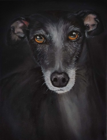 Peinture intitulée "English Greyhound 2" par Antonina Leshchenko, Œuvre d'art originale, Huile