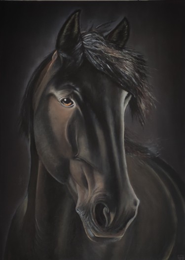 Painting titled "Horse Lusitano" by Antonina Leshchenko, Original Artwork, Oil