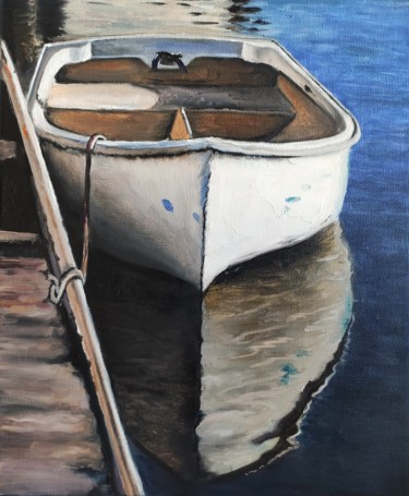 Painting titled "Old fishing boat" by Antonina Leshchenko, Original Artwork, Oil