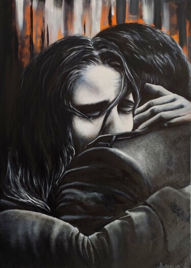 Painting titled "Last Hug" by Antonina Leshchenko, Original Artwork, Oil