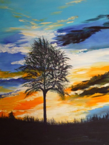 Malarstwo zatytułowany „Samotne drzewo” autorstwa A.Mark., Oryginalna praca, Olej