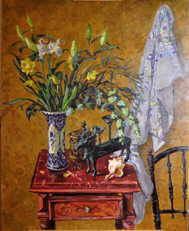 Картина под названием "Still Life with can…" - Antonina Pylaeva, Подлинное произведение искусства, Масло