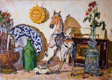Pittura intitolato "Still life with hor…" da Antonina Pylaeva, Opera d'arte originale, Olio