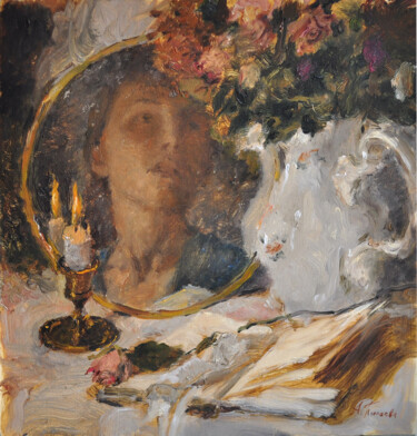 Painting titled "Mysterious evening" by Antonina Pylaeva, Original Artwork, Oil
