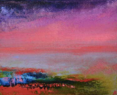 Schilderij getiteld "Sunrise and coast" door Antonina Runovska, Origineel Kunstwerk, Olie