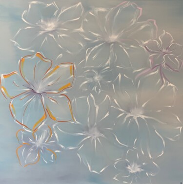 Malerei mit dem Titel "Transparent flowers" von Antonina Runovska, Original-Kunstwerk, Öl Auf Keilrahmen aus Holz montiert