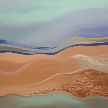 Malerei mit dem Titel "Water and dunes" von Antonina Runovska, Original-Kunstwerk, Öl Auf Keilrahmen aus Holz montiert