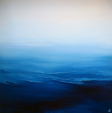 Malerei mit dem Titel "Fog and Ocean" von Antonina Runovska, Original-Kunstwerk, Öl Auf Keilrahmen aus Holz montiert
