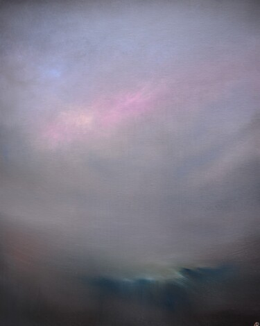 Painting titled "Starry sky in a fog…" by Antonina Runovska, Original Artwork, Oil Mounted on Wood Stretcher frame