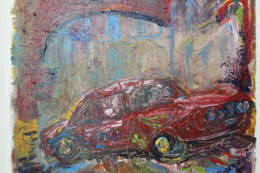 Painting titled "Automobile rossa -…" by Tricomi, Original Artwork, Acrylic