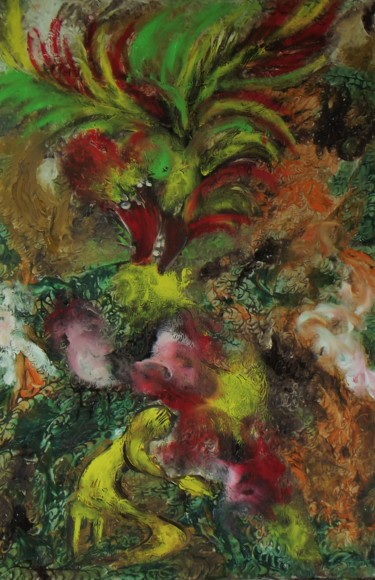 Pittura intitolato "L'AGGRESSIONE" da Saviezza, Opera d'arte originale, Olio