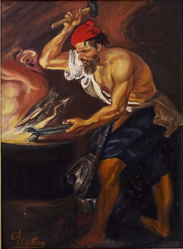 Painting titled "forja-de-vulcano-ru…" by Antonio Muñoz Rodríguez, Original Artwork, Oil