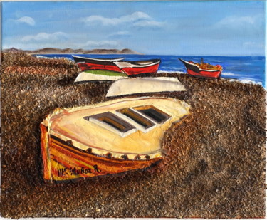 Pintura titulada "Barcas.jpg" por Antonio Muñoz Rodríguez, Obra de arte original, Oleo