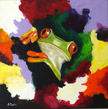 Pintura titulada "rana-ojos-rojos.jpg" por Antonio Muñoz Rodríguez, Obra de arte original, Acrílico