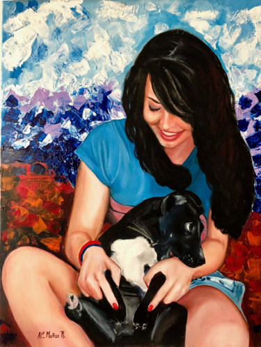 Painting titled "Mi mascota" by Antonio Muñoz Rodríguez, Original Artwork, Oil