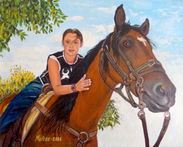 Painting titled "Paseo-a-caballo.jpg" by Antonio Muñoz Rodríguez, Original Artwork, Oil
