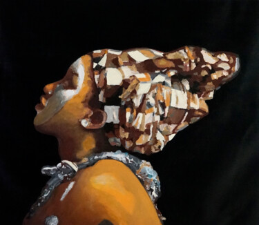 Malarstwo zatytułowany „Mujer africana” autorstwa Antonio Abril, Oryginalna praca, Olej