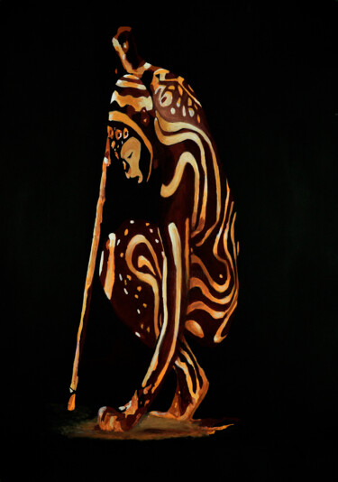 "Guerrero Africano" başlıklı Tablo Antonio Abril tarafından, Orijinal sanat, Guaş boya