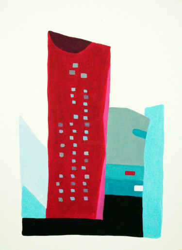 Malarstwo zatytułowany „Edificio 1” autorstwa Antonio Abril, Oryginalna praca, Gwasz