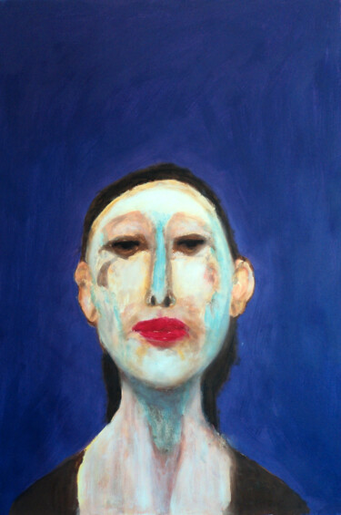 Pintura titulada "Mujer sobre fondo a…" por Antonio Abril, Obra de arte original, Oleo