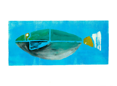 Malerei mit dem Titel "Fish 1" von Antonio Abril, Original-Kunstwerk, Tempera