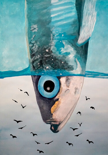 Картина под названием "Pez explorador" - Antonio Abril, Подлинное произведение искусства, Темпера