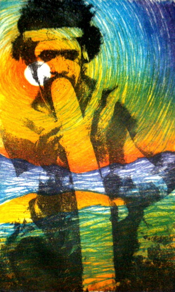 Картина под названием "Aborigen australiano" - Antonio Agustín López Rodríguez, Подлинное произведение искусства, гравюра