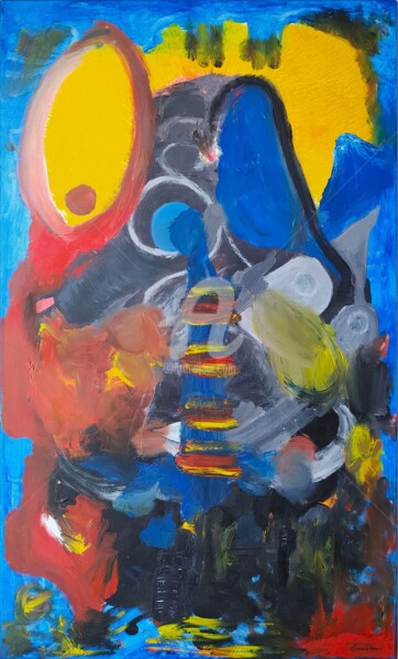 Pintura intitulada "El Pastor en luna l…" por Antonio Alba Dias (Di.Albano), Obras de arte originais, Óleo Montado em Armaçã…