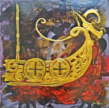 Pittura intitolato "Gold Langskepp/Drak…" da Antonio Alba Dias (Di.Albano), Opera d'arte originale, Acrilico Montato su Tela…