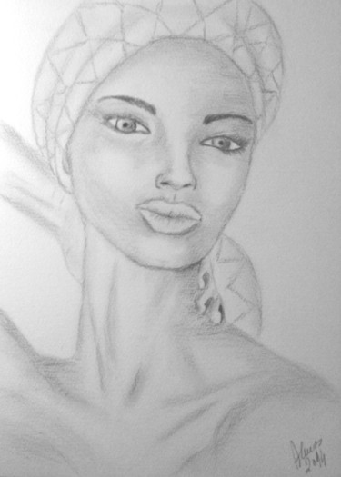 Drawing titled "Mother Africa" by António Almas, Original Artwork, Charcoal