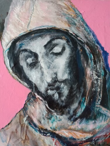 Painting titled "St-Francis antispec…" by Almodovar Antonio, Original Artwork, Acrylic Mounted on Wood Stretcher frame