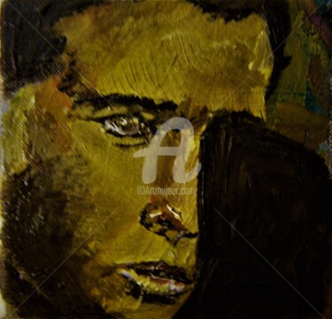 Painting titled "Marlon Brando" by Almodovar Antonio, Original Artwork, Oil Mounted on Wood Stretcher frame