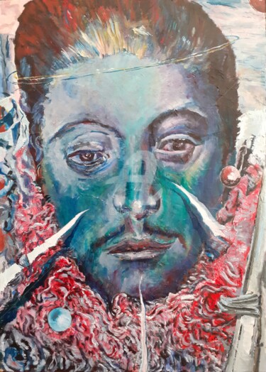 Painting titled "INTROSPECTION" by Almodovar Antonio, Original Artwork, Oil Mounted on Wood Stretcher frame