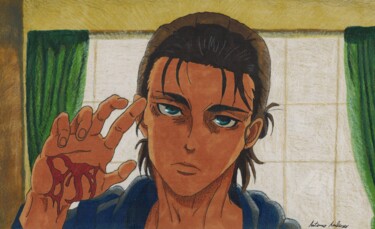 Disegno intitolato "Eren Jaeger" da Antonio Ambrosio, Opera d'arte originale, Matite colorate