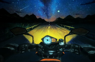Painting titled "Highway to the Stars" by Antonio Bagia, Original Artwork, Spray paint